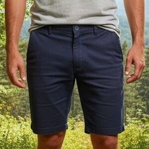 H&M $37 Large 37" Navy Blue Slim Fit‎ Stretch Chino Cotton Blend 7" Shorts